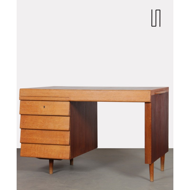 Oak and mahogany desk, French design, 1950s