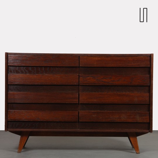 Dark oak chest of drawers by Jiri Jiroutek, model U-453, circa 1960 - Eastern Europe design