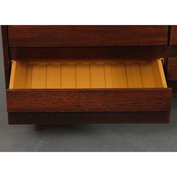 Dark oak chest of drawers by Jiri Jiroutek, model U-453, circa 1960 - Eastern Europe design