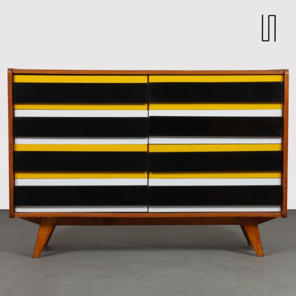 Yellow and black chest of drawers, model U-453, by Jiri Jiroutek, 1960s - Eastern Europe design