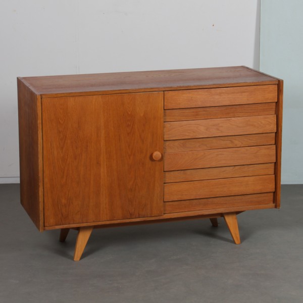 Vintage oak storage unit by Jiri Jiroutek, model U-458, 1960s - Eastern Europe design