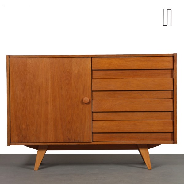 Vintage oak storage unit by Jiri Jiroutek, model U-458, 1960s - Eastern Europe design