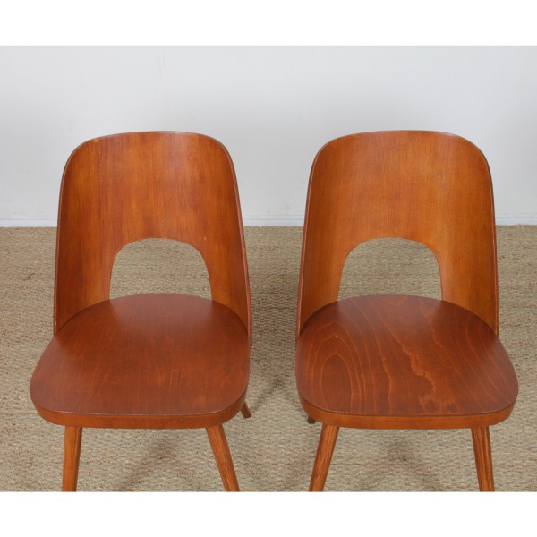 Set of 4 wooden chairs by Oswald Haerdtl for Ton, 1960s - Eastern Europe design