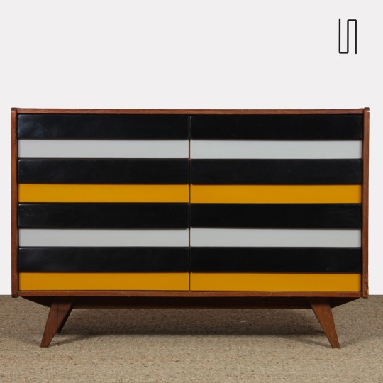 Yellow and black chest of drawers, model U-453, by Jiri Jiroutek, 1960s - Eastern Europe design