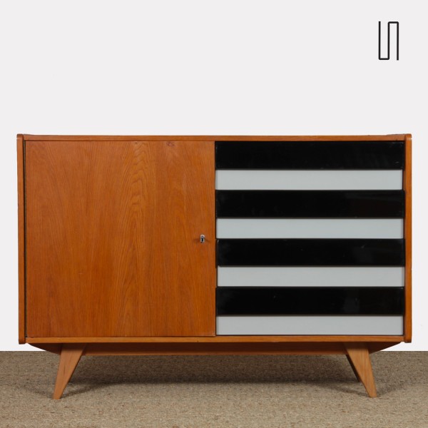 Vintage oak chest of drawers by Jiri Jiroutek, model U458, 1960s - 