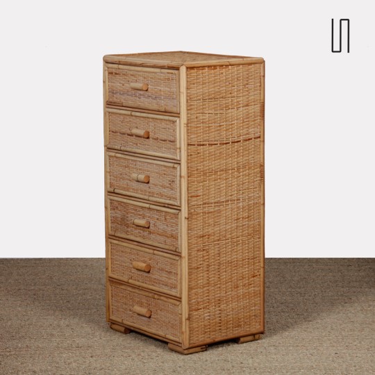 Vintage rattan and bamboo storage from the 1960s - 