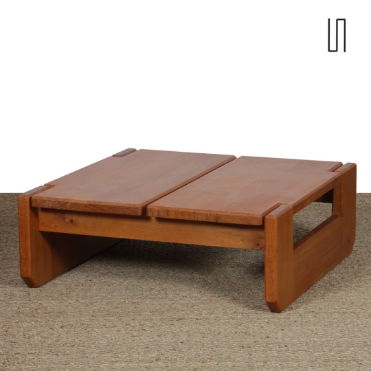 Elm coffee table for Maison Regain, 1980 - French design