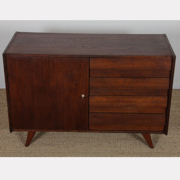 Vintage stained oak chest of drawers model U-458 by Jiri Jiroutek, 1960s - Eastern Europe design