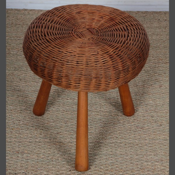 Vintage rattan stool by Tony Paul, 1950s - 