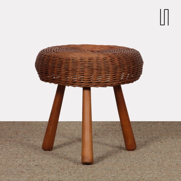 Vintage rattan stool by Tony Paul, 1950s - 