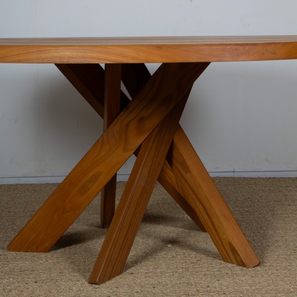 Sfax T21D elm table by Pierre Chapo, 1970s - 