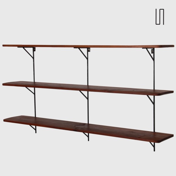 Vintage wood and metal shelf, 1960s - 