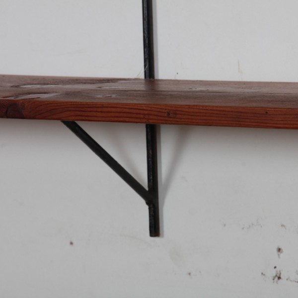 Vintage wood and metal shelf, 1960s - 