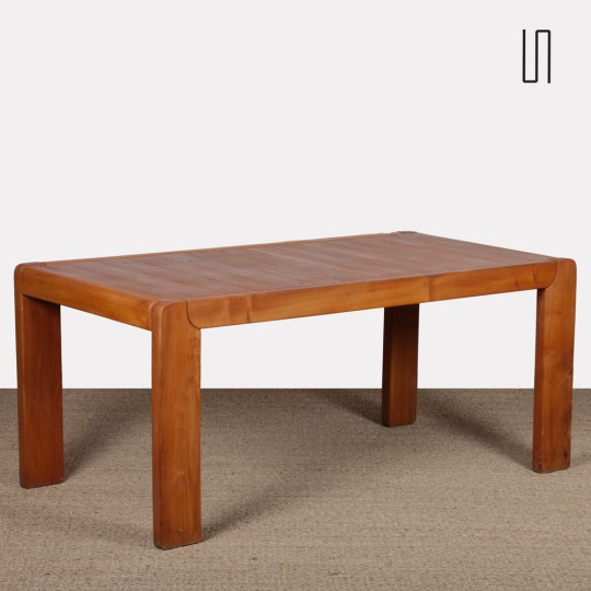 Table de repas en orme pour Maison Regain, 1970 - Design Français