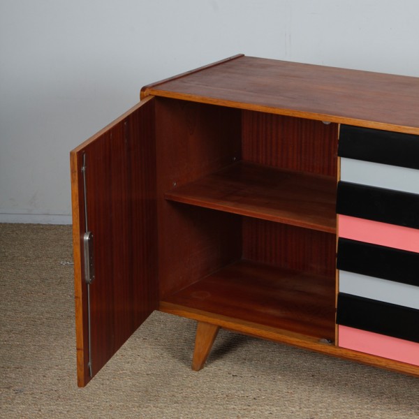 Chest with pink drawers, model U-458 by Jiri Jiroutek, 1960s - 