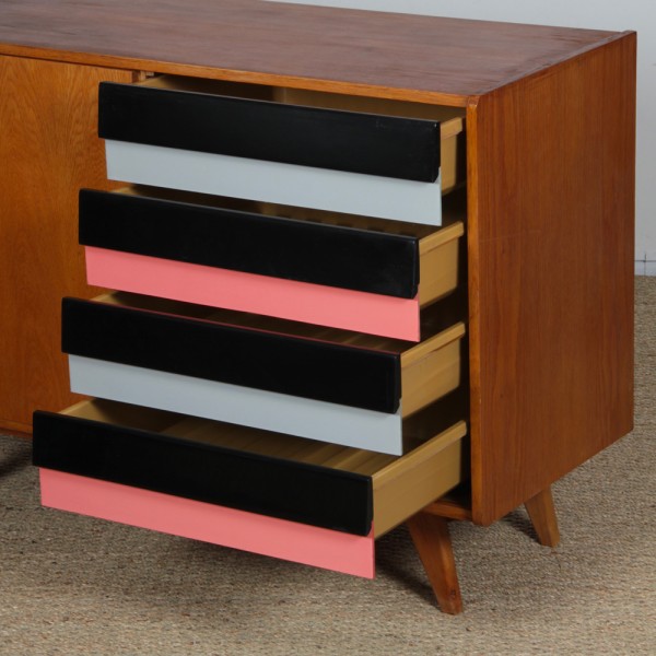 Chest with pink drawers, model U-458 by Jiri Jiroutek, 1960s - 