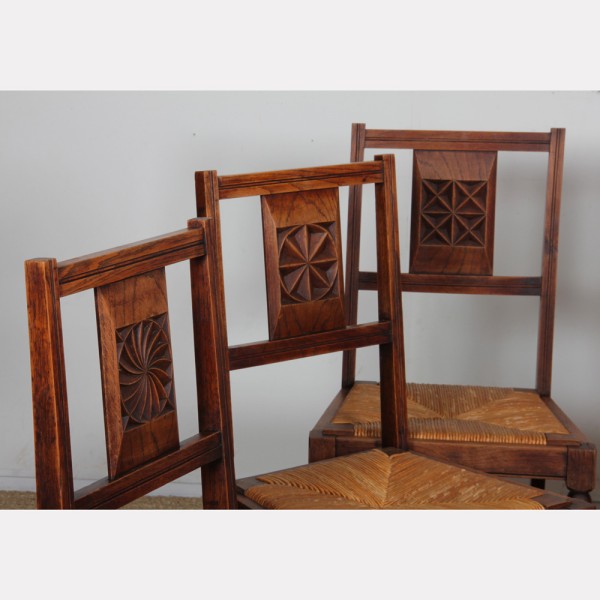 Ensemble de 6 chaises rustiques des années 1950 - 