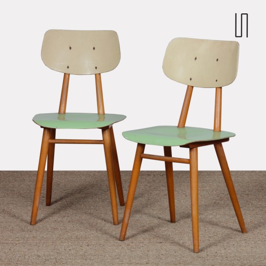 Pair of vintage wooden chairs, edited by Ton, 1960s