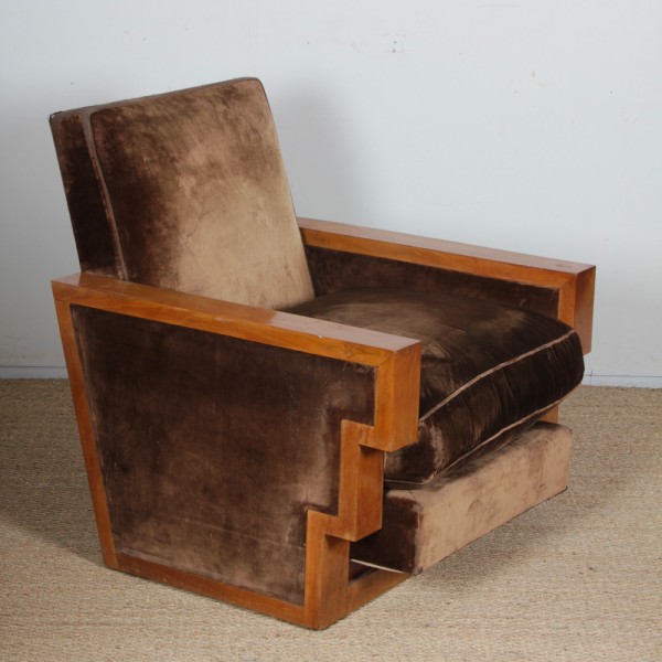 Pair of 20th century geometric armchairs - 