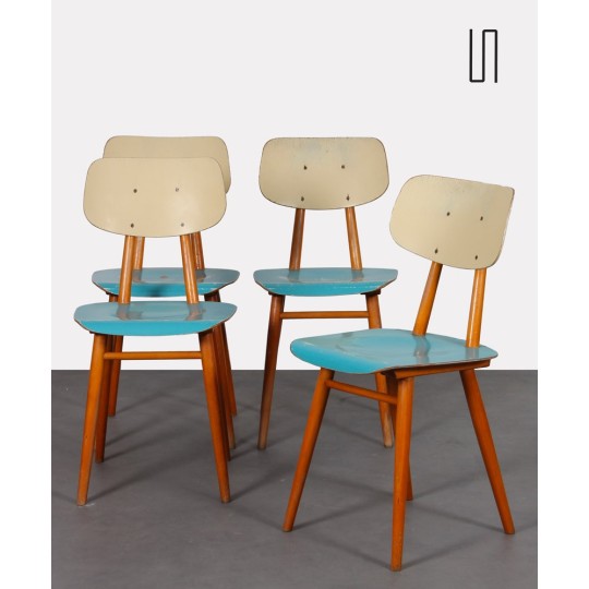 Suite de 4 chaises vintage éditées par Ton, 1960 - Design d'Europe de l'Est